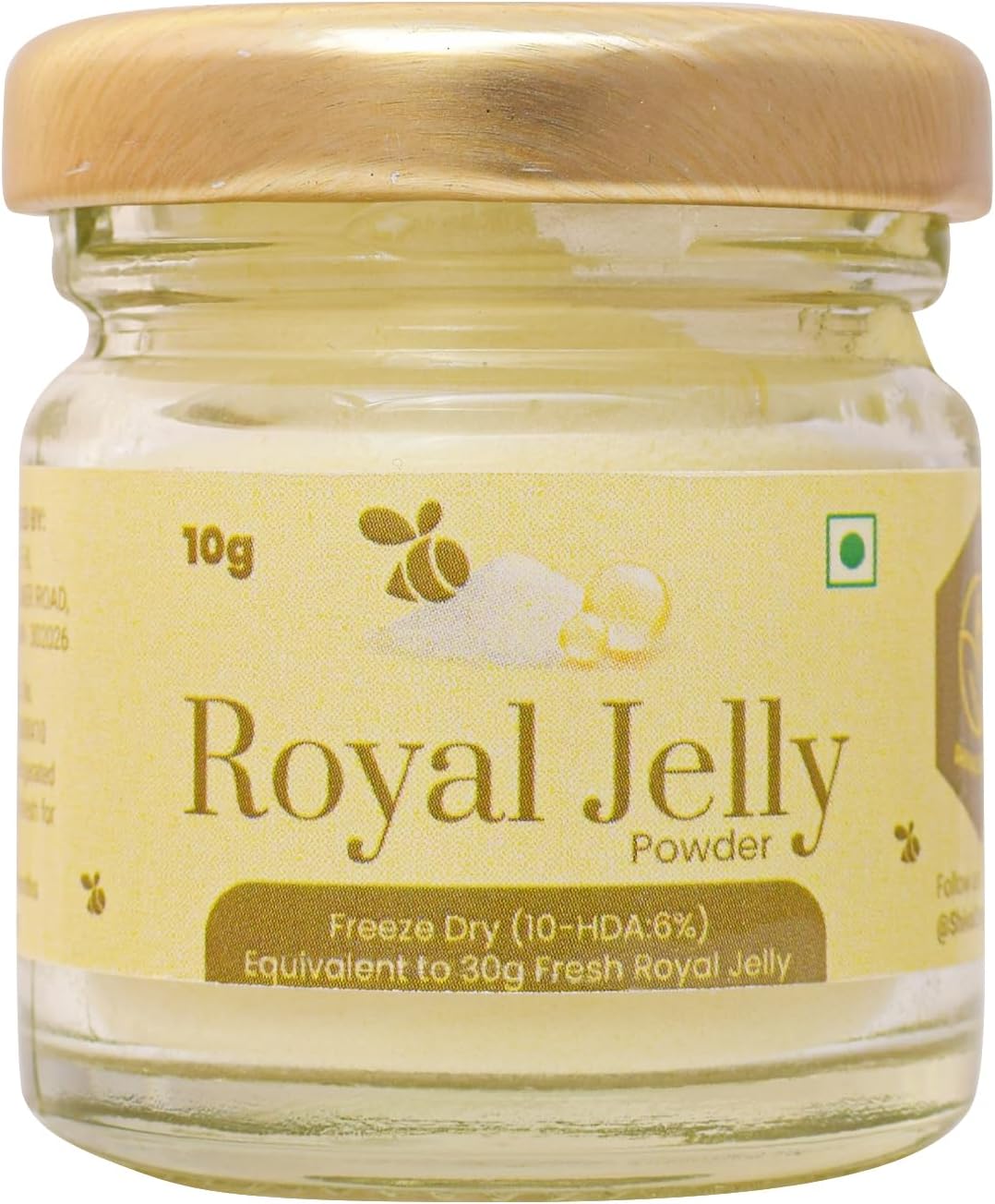 Shiva Organic Royal Jelly Powder 10g - Freeze Dry 10-HDA:6% I Immune Booster I High Minerals & Vitamins I Fertility Booster I Equivalent to 30g Fresh Royal Jelly