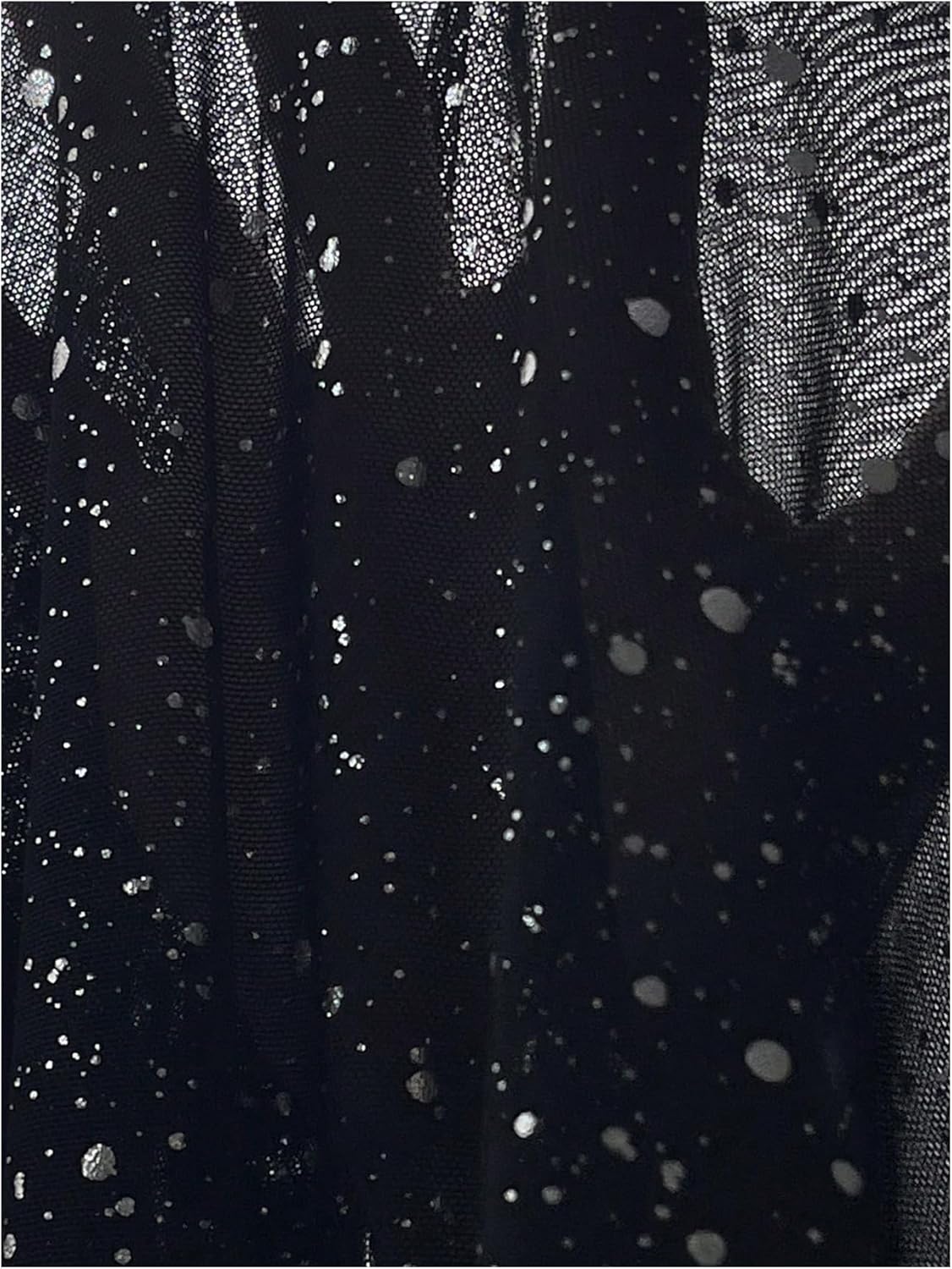 OYOANGLE Women's Sparkly Glitter Top Off The Shoulder Blouse Long Sleeve Mesh Sheer See Through Tshirts Clubwear - Image 4