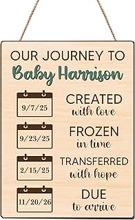 Custom IVF Journey Sign, IVF Milestone Plaque Infertility Gift Baby Pregnancy Announcement Keepsake for New Mom Dad Miracle Baby Reveal Fertility Embryo Transfer Timeline Signs for Expecting Parents 1