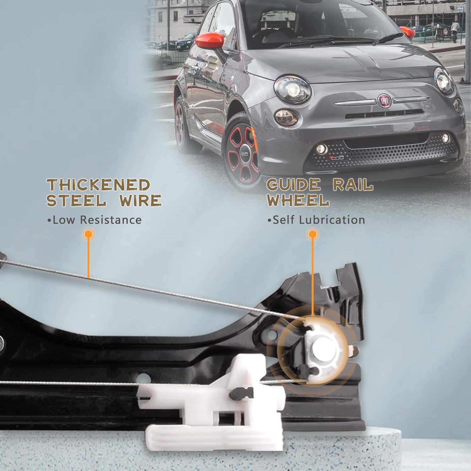 Front Right Passenger Side Power Window Regulator with Motor Assembly Compatible for Fiat 500 1.4L 2012-2019, Replacement 751-649 68070266AC 68070266AD 68070266AE