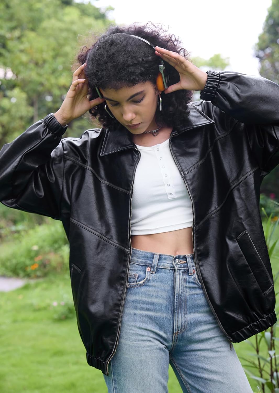 Bakyarder Womens Oversized Y2K Faux Leather Jackets Vintage Plus Size Fashion Motorcycle Coats Fall Fashion Outfits 2025 - Image 3