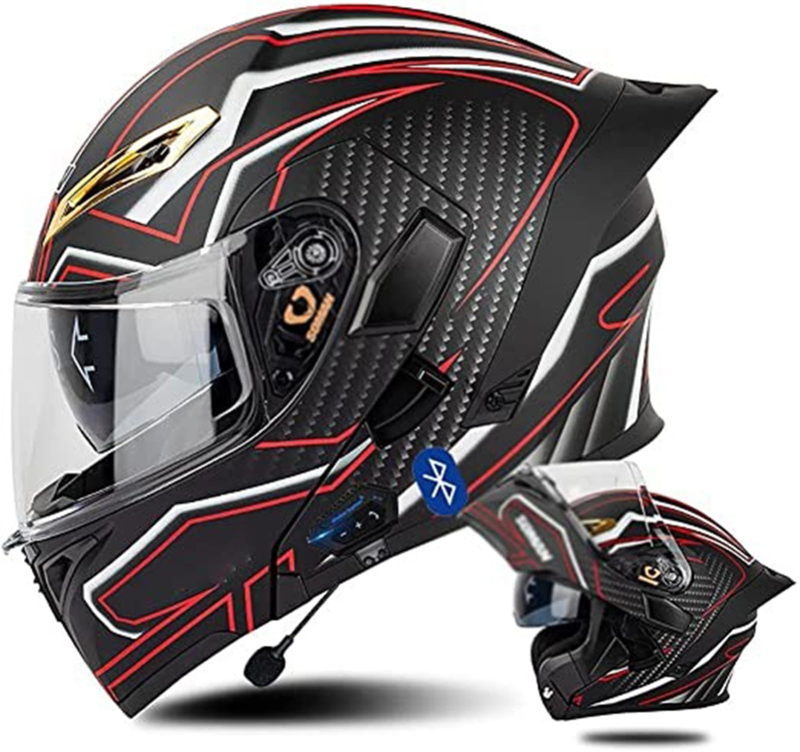 Casque Moto Modulable Bluetooth Intégré ECE 22.06 – Double Visière Anti-Buée, Ventilation Optimale, Homologué Pour Homme & Femme 55-62 Cm