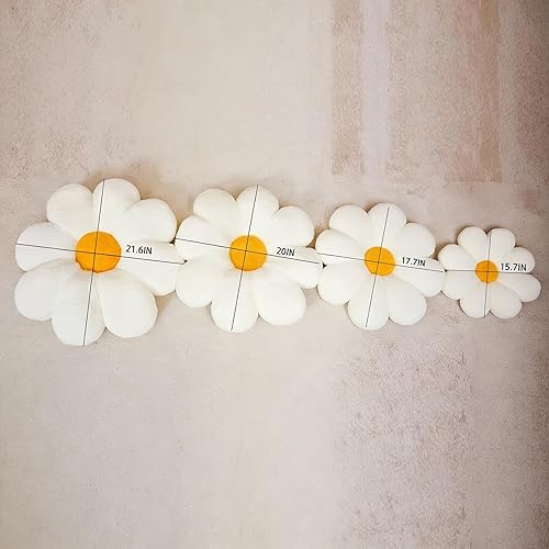 Miniatura 6 de Almohada Linda en Forma de Flor Blanca de 21.65 Pulgadas, Cojín de Suelo, Cojín para Silla de Escritorio, Almohada Decorativa para Cama y Sofá,