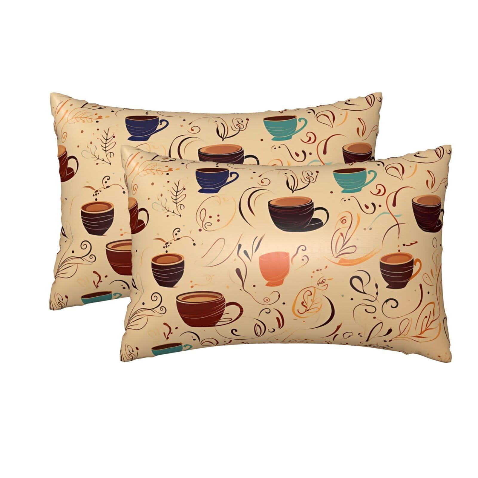 2 Pack Queen Silk Pillow Cases with Hidden Zipper, Luxury Soft Satin Pillow Covers for Hair and Skin, Cups and Beans Pillowcases 20"x30" Bed Pillow Protectors Cover for Sleeping Gifts