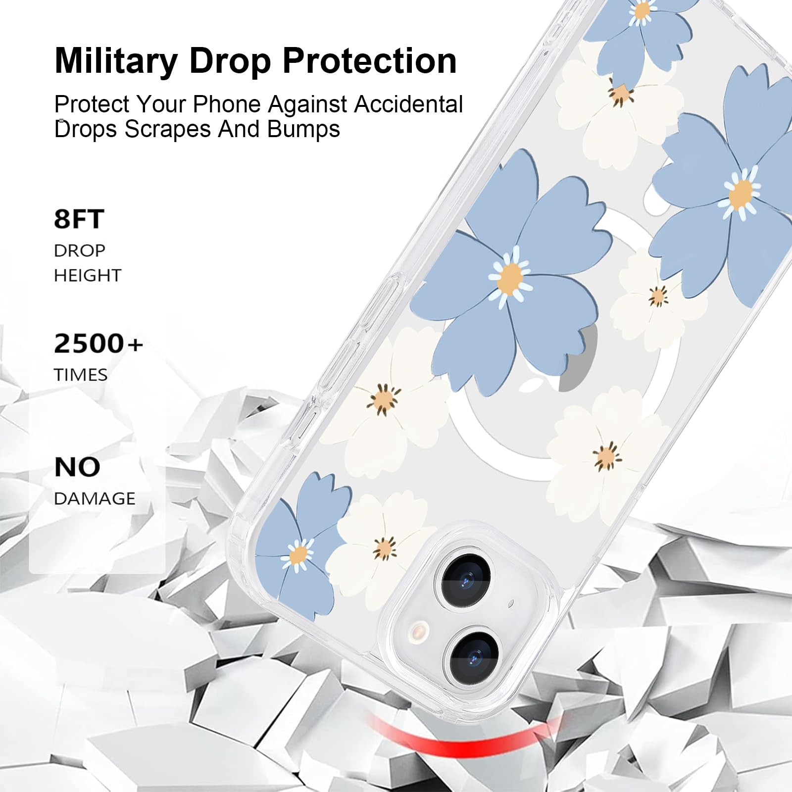 L-FADNUT Coque Magnétique Pour IPhone 16 Compatible Avec MagSafe Motif Floral Fine Résistante Aux Chocs Et Aux Rayures Transparent Coque De Protection Pour IPhone 16 Blanc