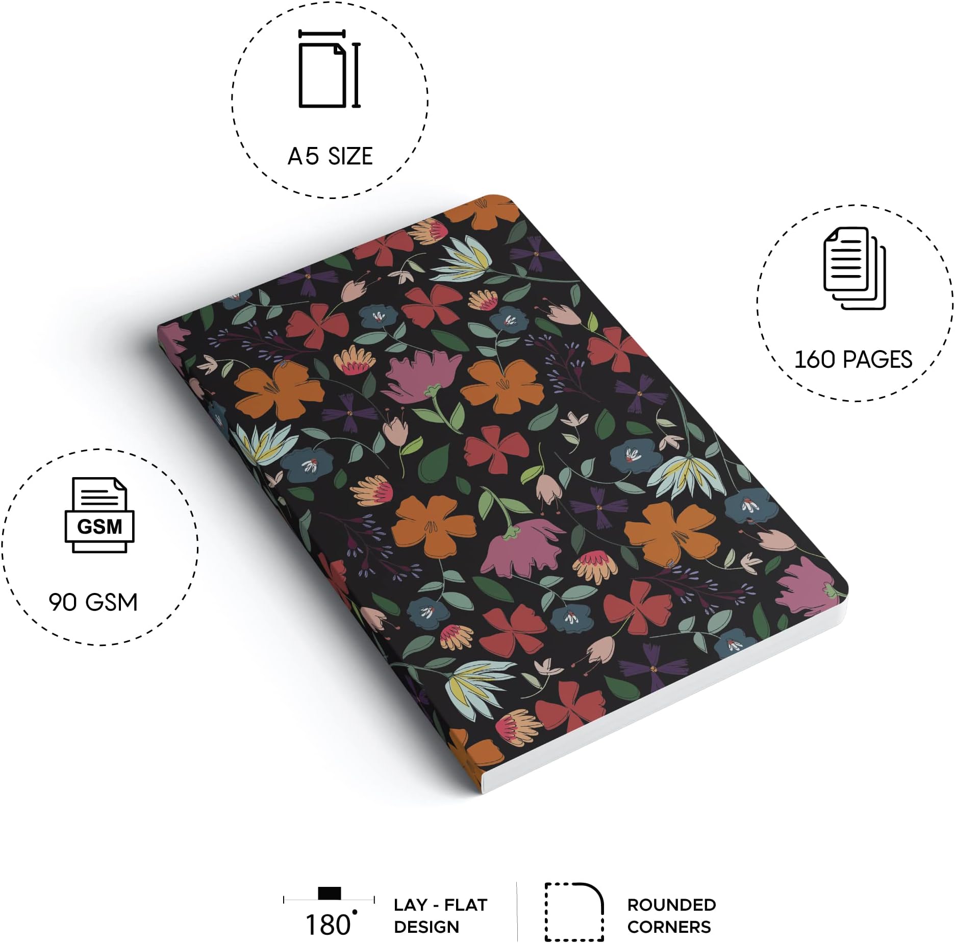 Factor Notes 160-Pages 90 GSM Ruled Notebook, A5 Size, Multicolor