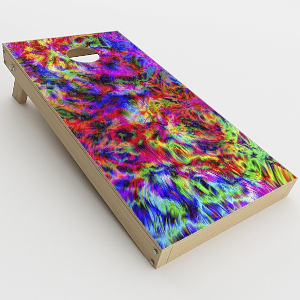 Skin Decal Vinyl Wrap for Cornhole Game Board Bag Toss (2xpcs.) Skins Stickers Cover/Tye dye fibers Felt tie die Colorful