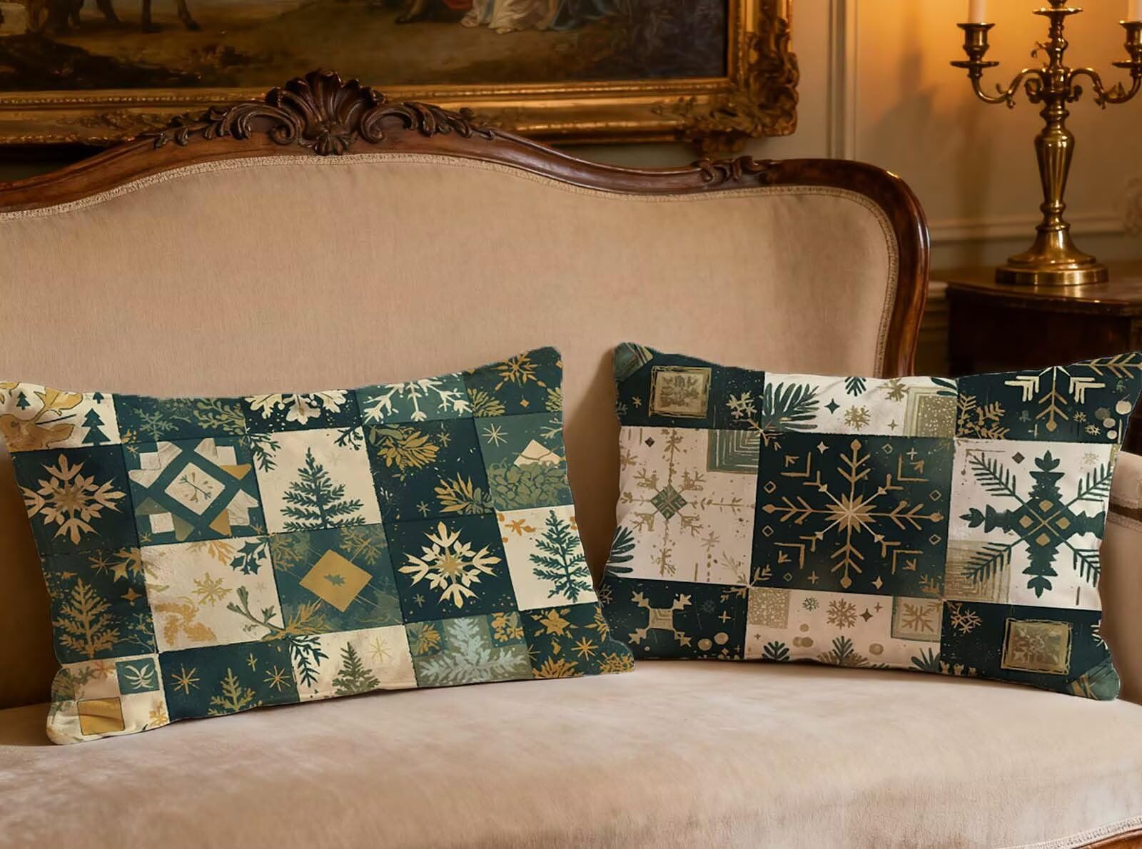 Housse de coussin vert 70x90cm pour grand oreiller de canapé confortable