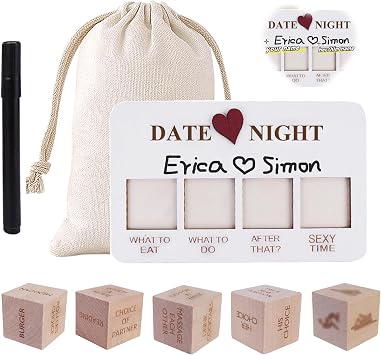 Date Night Dice,Couples Decision Dice for Romantic Ideas,Wooden Dating Fun dice, Love Dice, Date Ideas, Birthday Gifts for Boyfriend Girlfriend