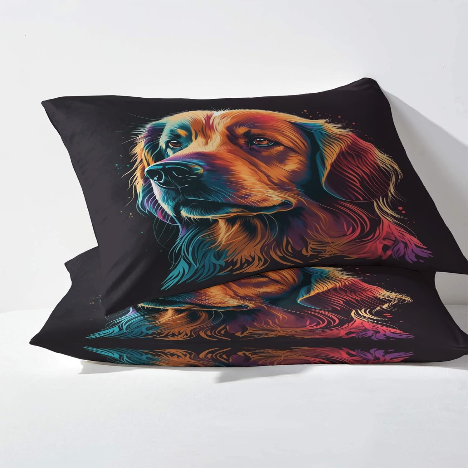 Golden Retriever Dog Bed Sheets Twin Size, Puppy Sheet Set, 16 Inch Deep Pocket Patterned Sheet & Pillowcase Sets, Super Soft Brushed Microfiber Bedding Sheets - 3 Piece