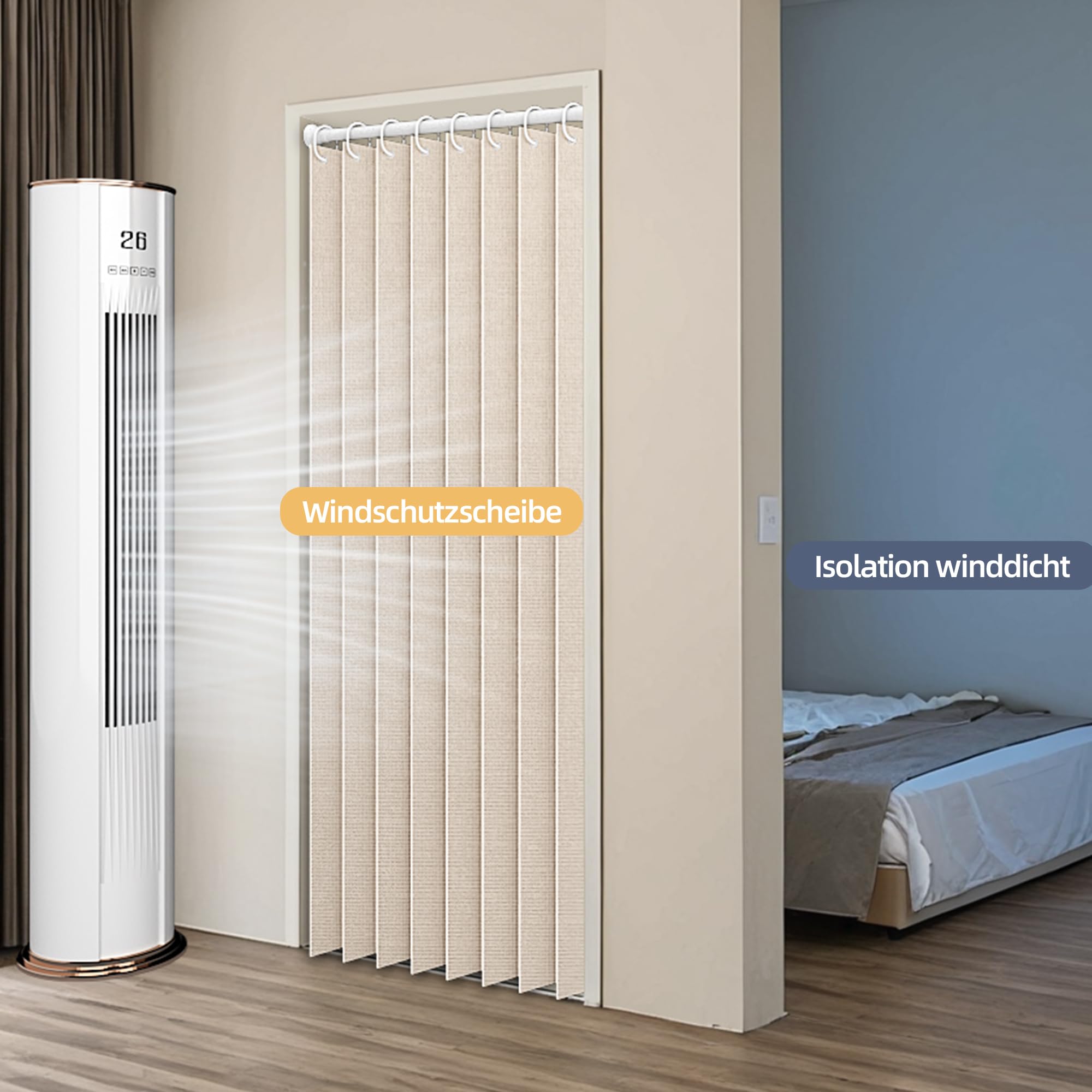 Tenda magnetica per porta con oscuramento, divisorio pieghevole per bagno/camera da letto/soggiorno, design a fisarmonica (color crema)
