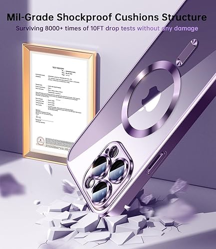 Miniatura 8 de Waldeng Funda para iPhone 14 Pro Max con protector integrado de lente de cámara, compatible con MagSafe, exterior original, transparente para iPhone
