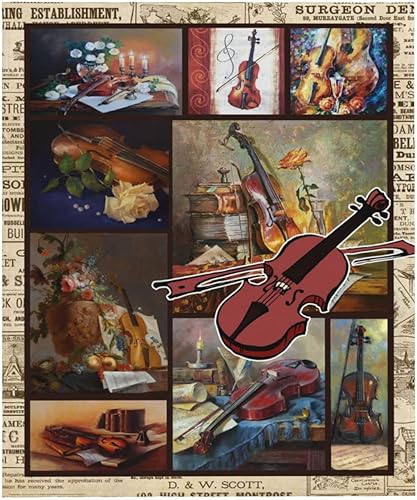 Miniatura 3 de Manta de música de violín, regalos clásicos de arte alto para amantes de la música, ligera, suave y cálida, manta de franela polar para sofá, cama,