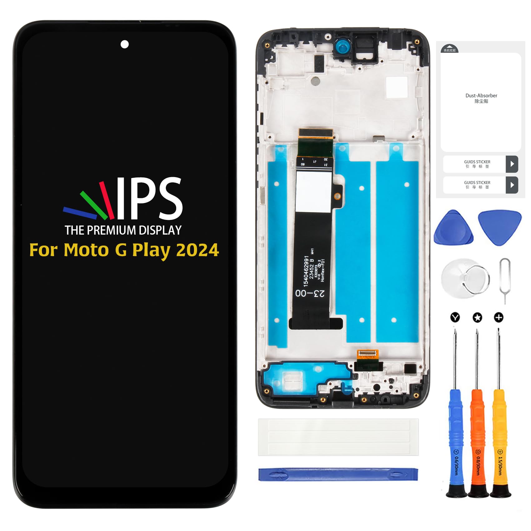 A-MIND for Moto G Play 5G 2024 LCD Screen Replacement with Frame (Black) – Original Display Assembly for XT2413, XT2413-1, XT2413-2 – Touch Digitizer Full Assembly Repair Kit