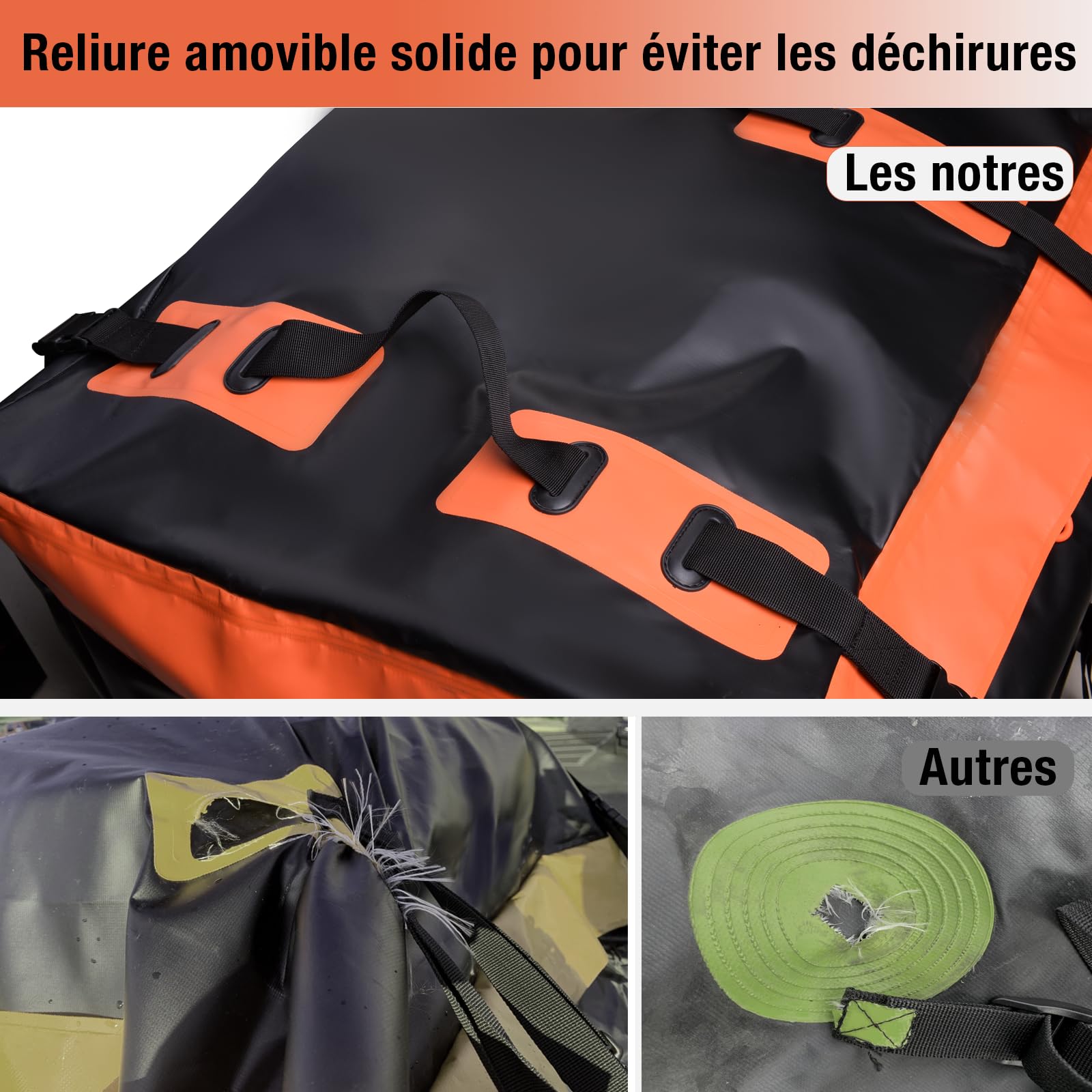 Coffre attelage Coffre de Toit de Voiture, Coffre arrière pour attelage de remorque, 566 l, revêtement 600D, en PVC, boîte à Bagages, étanche, indéchirable, Pliable