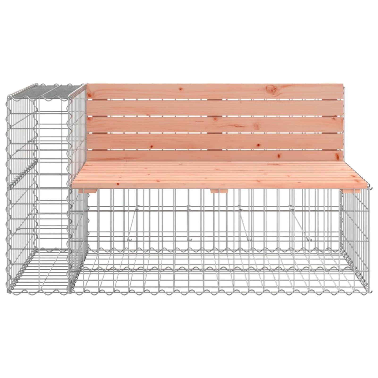 Panca Da Giardino In Legno Massello Di Pino Con Base Gabbione - Dimensioni 83x44x42 Cm, Capacità Di Carico 110 Kg, Design Rustico