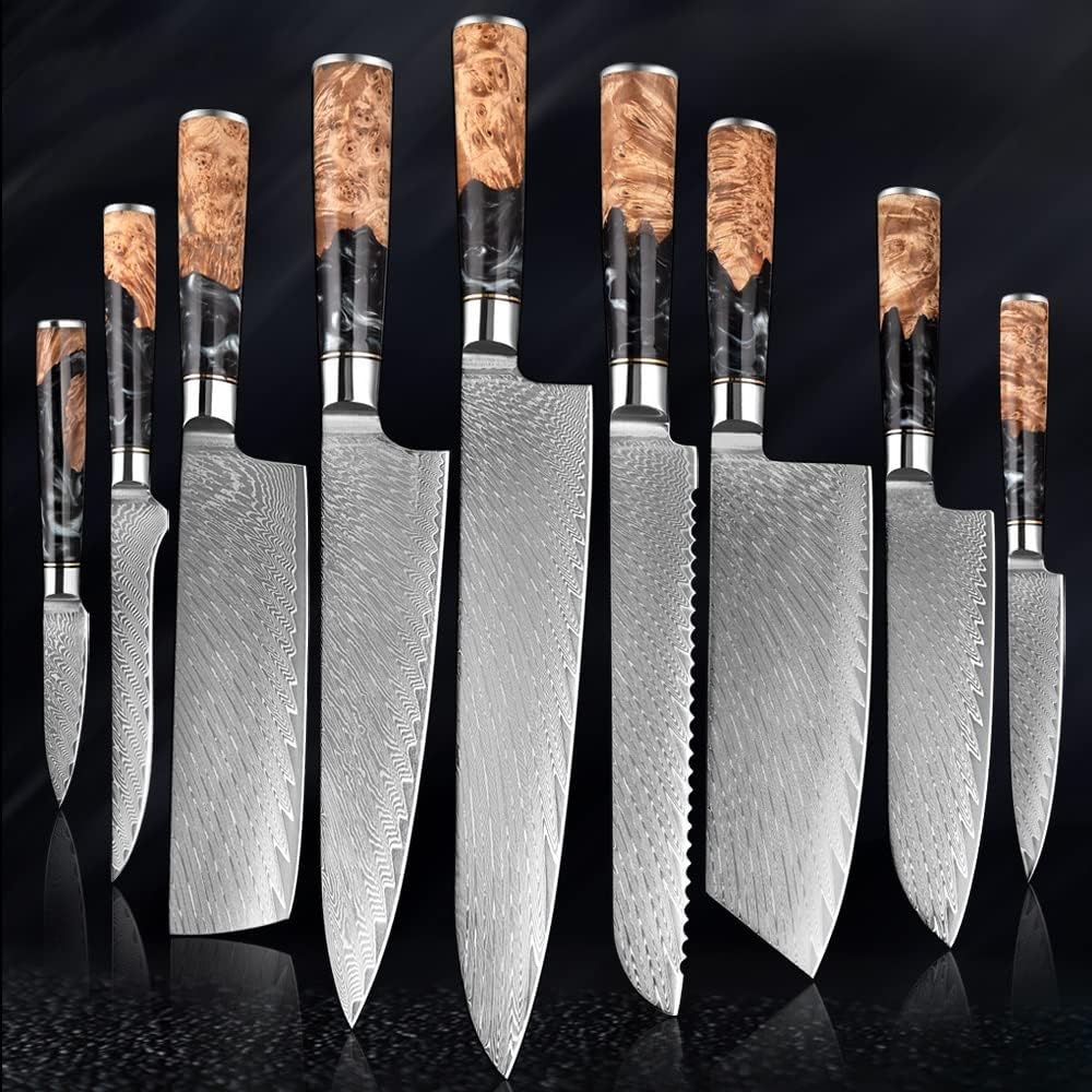 Set Cuchillos Cocina 9 Piezas Acero Aleación