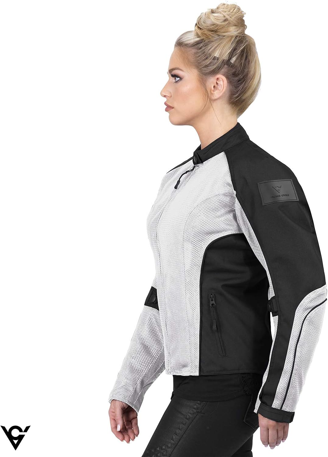 Viking Cycle Warlock Armored Mesh Motorcycle Textile Jacket for Women - CE Approved, Form Fitting, Lightweight Biker Apparel
