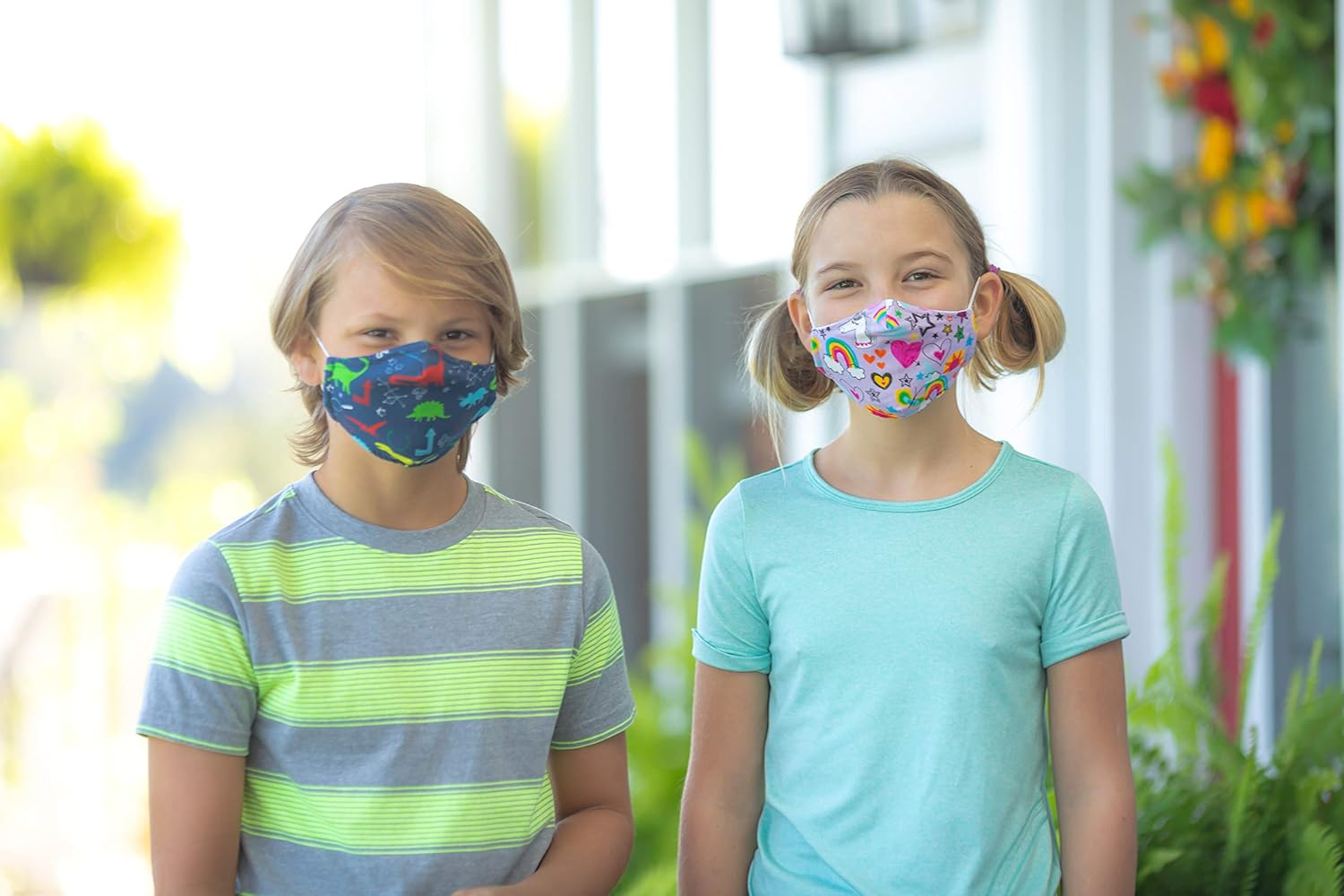 Children's Non-Medical Cotton Face Mask, Dinosaurs, Set of 4 Reusable and Washable Adjustable Face Masks