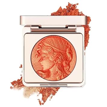 Embossed Smooth Powder Blush Palette for Cheeks, Korean Blush Makeup Palette, CDE Highlight Blush Palette Smooth Powder Blush, Long-Lasting Pigment Face Make up Blusher Orange, 6g0.21oz