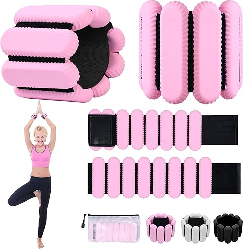Vista 10 de Pesas de tobillo para mujeres y hombres, pulsera de entrenamiento con peso ajustable para muñeca para entrenamiento en casa, entrenamiento