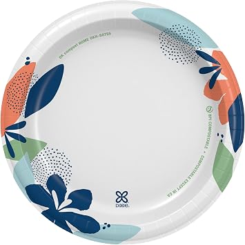 DIXIE 8.5 INCH PAPER PLATES, 48 COUNT | Soak Proof Shield for Leak Protection, Microwavable and Cut Resistant, Made in the USA, 48 Plates Per Pack.