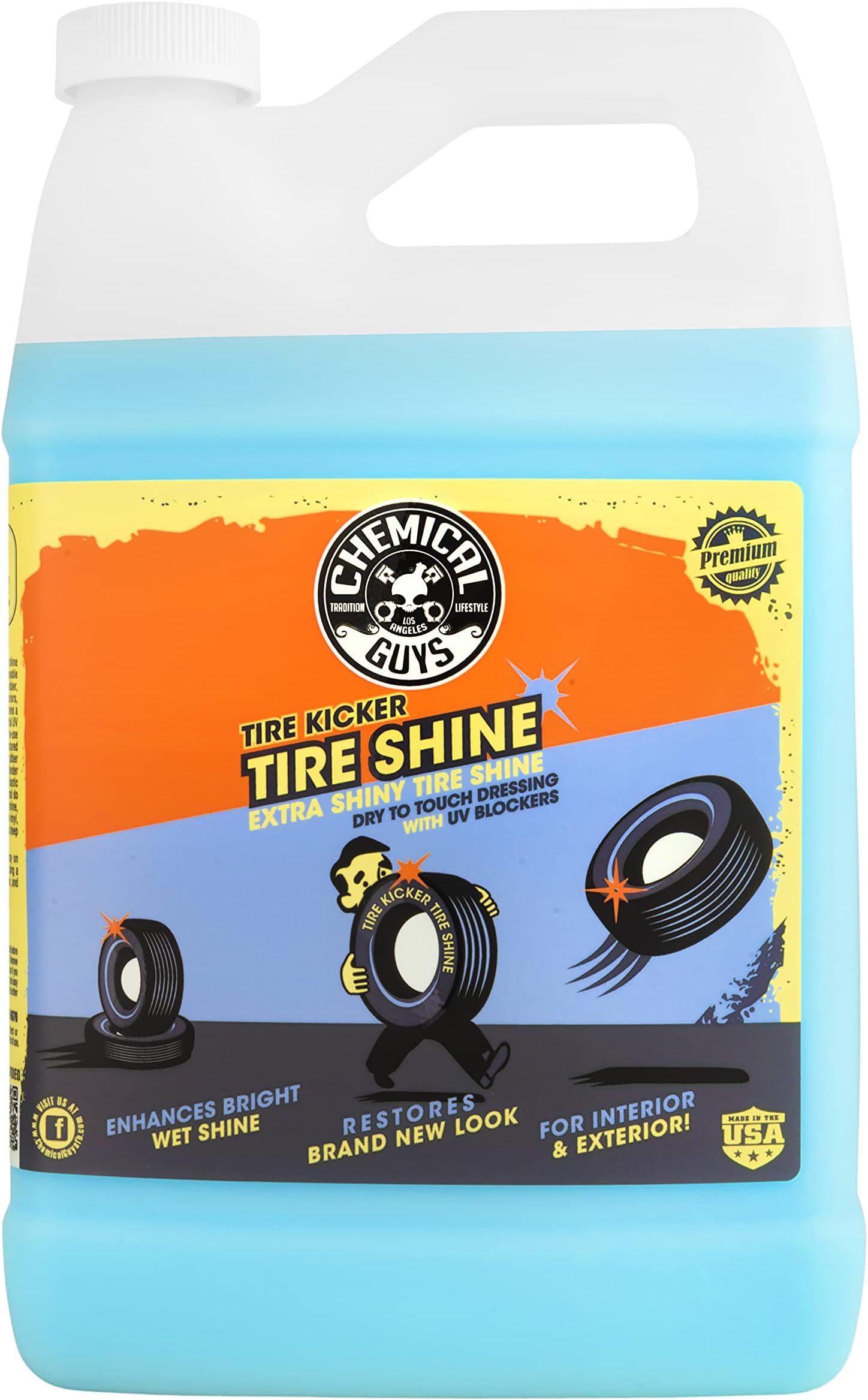 Tire Kicker Sprayable Extra Glossy Tire Shine (Works on Rubber Vinyl & Plastic) Safe for Cars, Trucks, Motorcycles, RVs & More, 128 fl oz (1 Gallon)