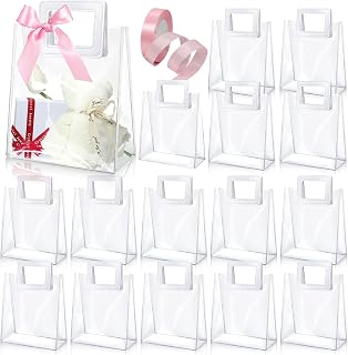 WuqWik 16 Pack Clear PVC Gift Bags