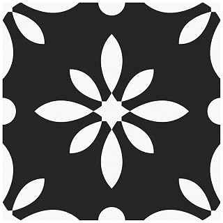 MORCART Peel and Stick Floor Tile, Vinyl Flooring Waterproof, Self-Adhesive DIY Flooring for Bathroom, Kitchen, Fireplace, Bedrooms, Wall (20PCS,7.87" x 7.87",Black+White Flowers,FT-1625) - Amazon product rated Grade B
