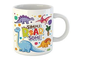 Clovez Simple Roar Some Dinosaurs Theme Printed Coffee Mug- Ceramic Milk Mug Gift for Kids, Children