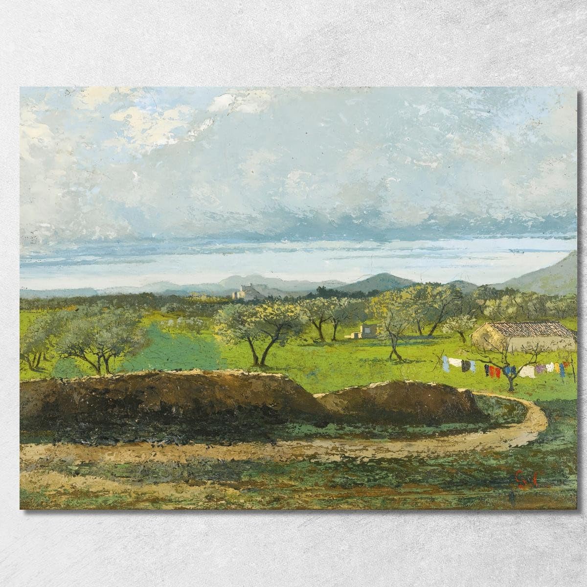 Tableau verger Gustave Courbet décoration salon grand format toile encadrée nature
