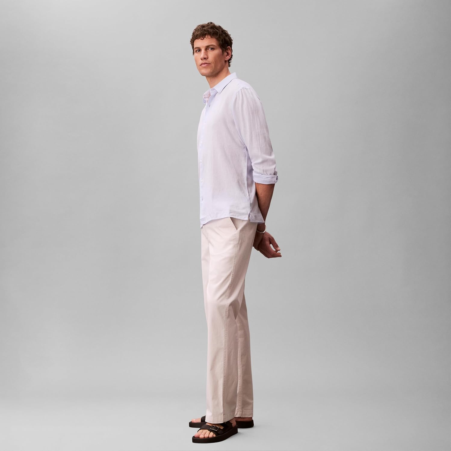 Calvin Klein Men's Long Sleeve Linen Classic Shirt