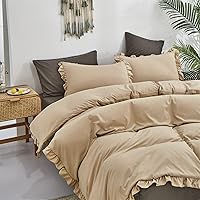 Vista 486 de CLOTHKNOW Juego de edredón de 3 piezas de color marrón caramelo, tamaño individual/individual XL, color terracota suave, color óxido con 2 fundas