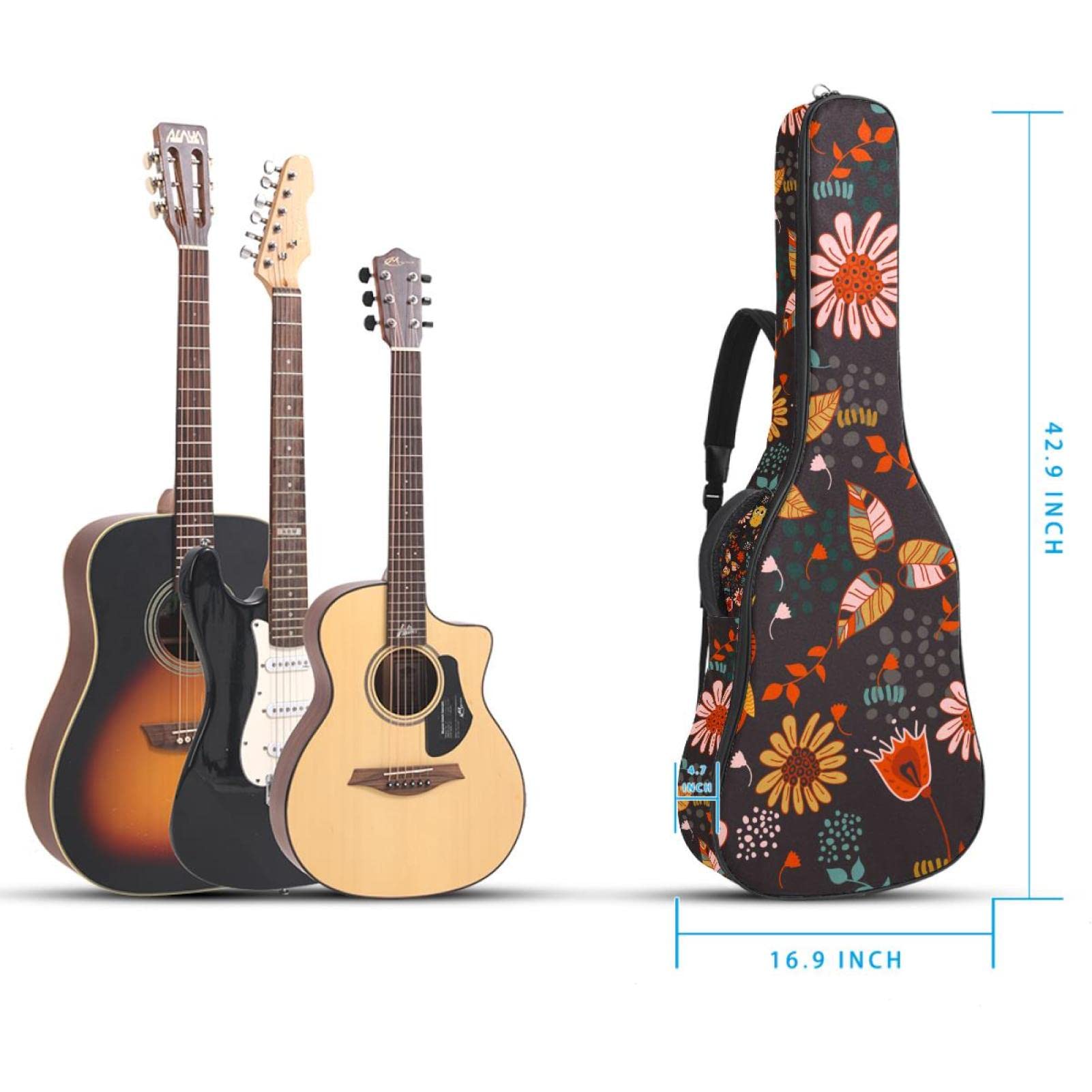 Torba na gitarę akustyczną wodoodporna gitara plecak gruby miękki wyściełany chińskie chmury klasyczna gitara obudowa, kolor 5, 42.9x16.9x4.7 in, Organizer do torby