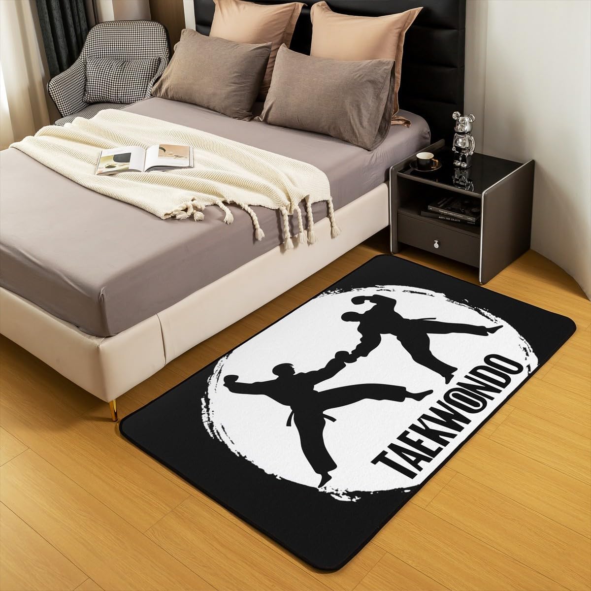 Feelyou Kids Taekwondo Area Rug 3x5 Boys Girls Kungfu Accent Rug Martial Art Living Room Rugs Japanese Style Japanese Sports Indoor Floor Mat