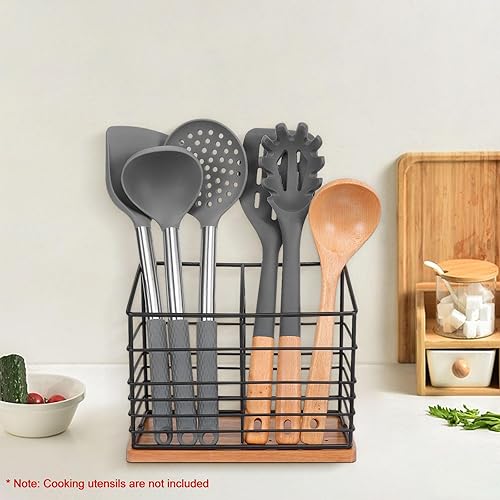 Miniatura 7 de Soporte de utensilios para encimera de cocina, soporte de utensilios de metal para encimera de cocina, almacenamiento de herramientas de cocina para