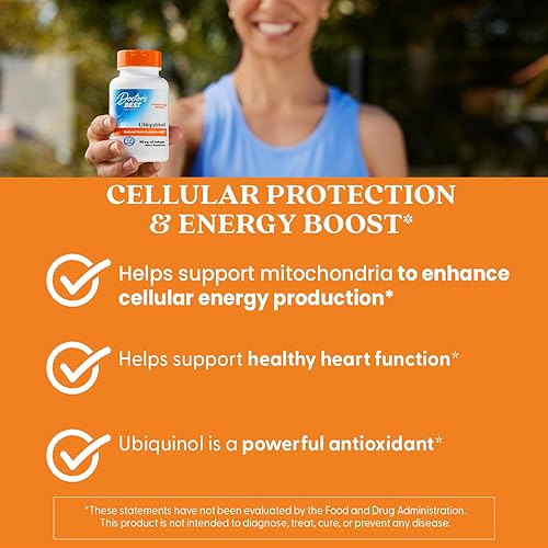 Miniatura 5 de Doctor's Best Ubiquinol con Kaneka QH, sin OMG, sin gluten, sin soja, salud cardíaca, 100 mg, 60 cápsulas blandas