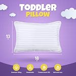 Utopia Bedding Toddler Pillow (White, 2 Pack), 13x18 Toddler Pillows for Sleeping, Soft and Breathable Cotton Blend Shell, Polyester Filling, Small Kids Pillow Perfect for Toddler Bed and Travel