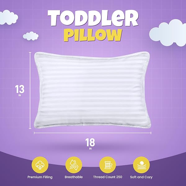 Utopia Bedding Utopia Bedding Toddler Pillow (White, 2 Pack), 13x18 Toddler Pillows for Sleeping, Soft and Breathable Cotton Blend Shell, Polyester Filling, Small Kids Pillow Perfect for Toddler Bed and Travel in use