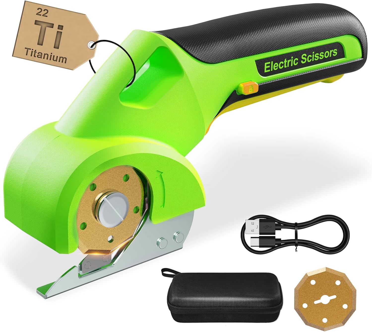 4V 2000mAh Cordless Cardboard Cutter, Electric Box Cutter for Cardboard with 2 Titanium Blades, LED & Safety Lock, Rotary Cutter for Fabric, Stocking Stuffers Gifts for Men Women - Olive