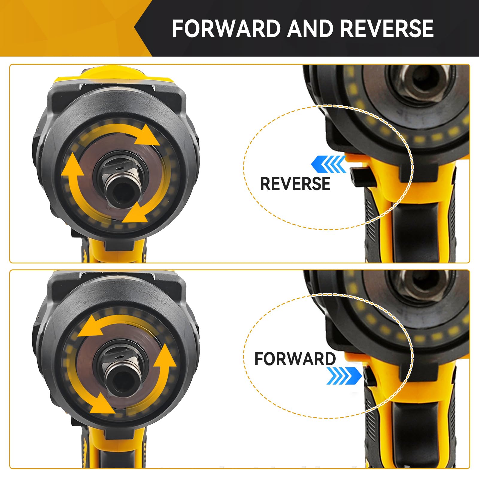 Bezprzewodowy klucz udarowy do akumulatora Dewalt 18 V 20 V Max, 700 Nm 1/5.1 cm bezszczotkowy pistolet udarowy, elektryczny sterownik udarowy, regulacja 3 prędkości z 6 gniazdami do mebli