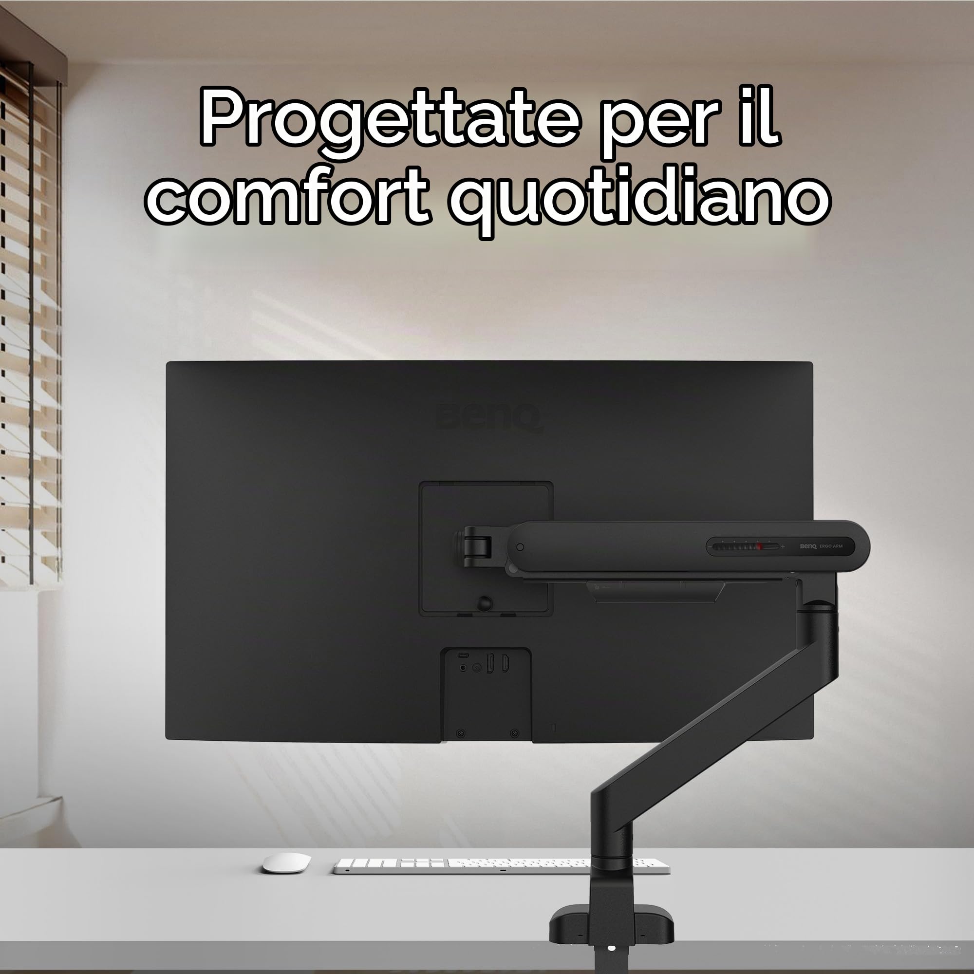 BenQ Ergo Arm BSL01 – Braccio per monitor, regolazione fluida, supporto da scrivania stabile, compatibile VESA (75×75, 100×100), supporta fino a 40" e 11 kg. Spessore scrivania 10~50 mm