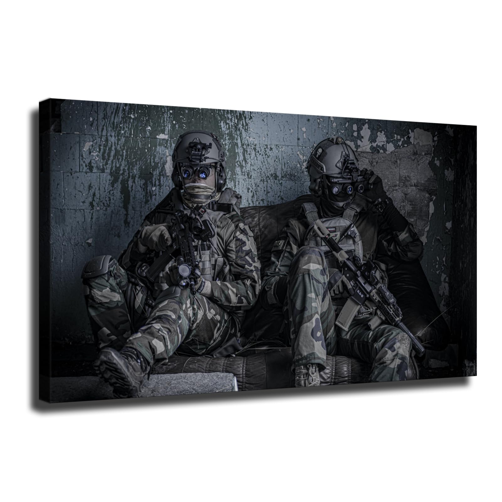 Airsoft Handsome Soldier Black Gun Weapons Poster Posters Wall Art for Living Room Bedroom Wall Art Printins Wall Decor (8x12inch-No Framed)