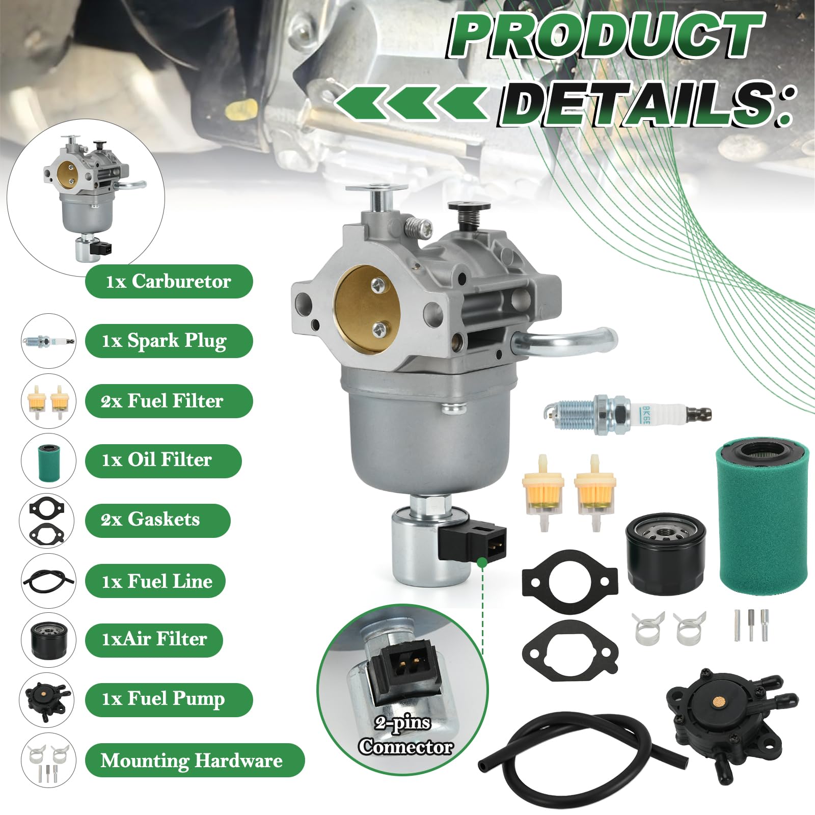 Carburador 22-853-02-S compatible con motores Kohler serie 5400 KS530-3011 KS530-3012 KS540-3011 KS540-3014 KS590-3011 KS595-3018, repuesto 2222. 85302 Motores de cortacésped S Carb