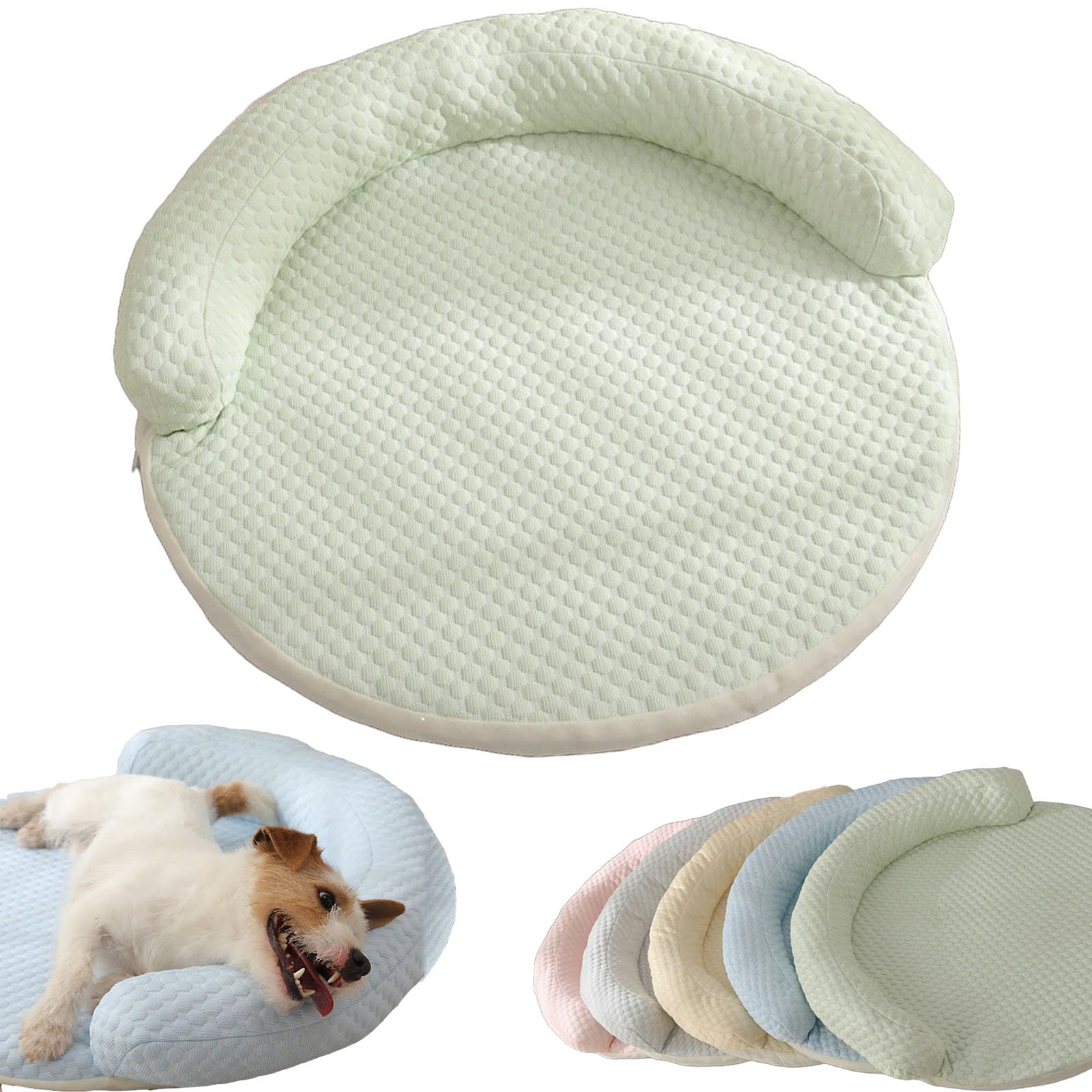 Breeze Bed for Cats, Cooling Cat Bed, Machine Washable, Cooling Beds for Dogs, Coolin Memory Foam with Heat-Absorbing Ice Silk Fabric, Waterproof & Breathable Design (Green, 70cm(Within 30 catties))