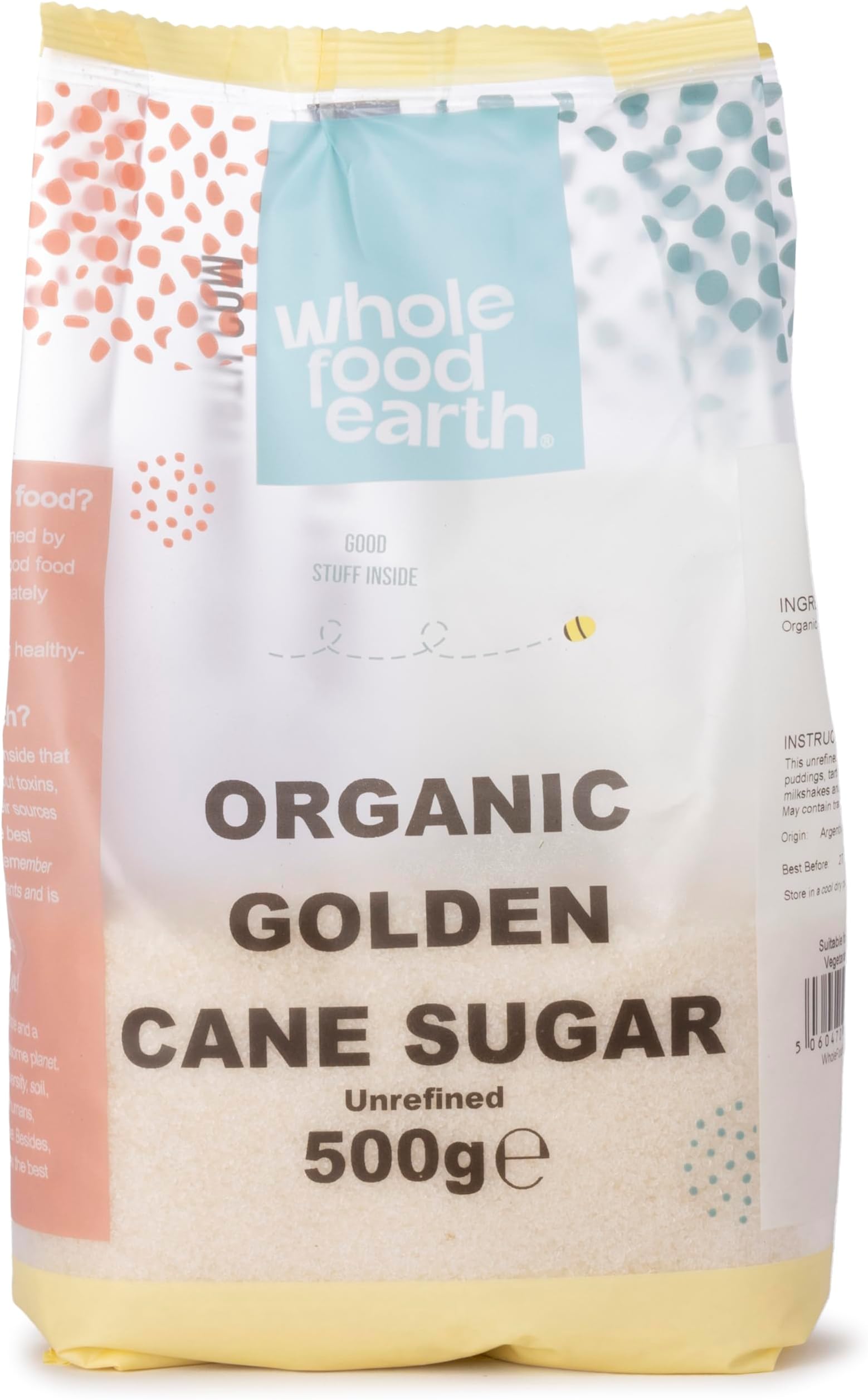 Organic Golden Cane Sugar 500g Raw | Unrefined | Vegan | GMO Free | Certified Organic
