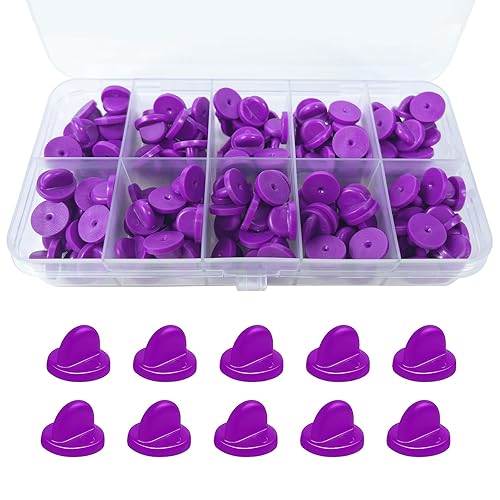 150 piezas de pasadores de goma con bloqueo, cierres de pasador de bloqueo con estuche de almacenamiento, cierres de pin para broche de corbata,