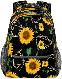 Mochilas escolares de girassol para meninas, estudantes, resistente à água, padrão geométrico, viagem, escola, escola, para mulheres/homens, faculdade, Multi, Medium