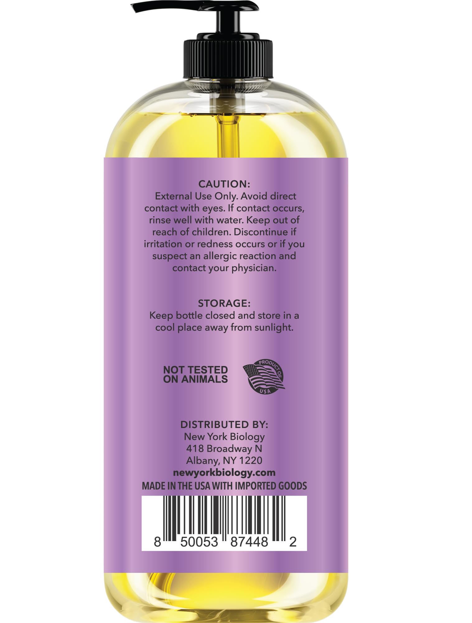 New York Biology Sore Muscle Massage Oil 8 Fl Oz – Made with 100% Natural Oils – Soothing Body Massage Oil - Absorbs Easily