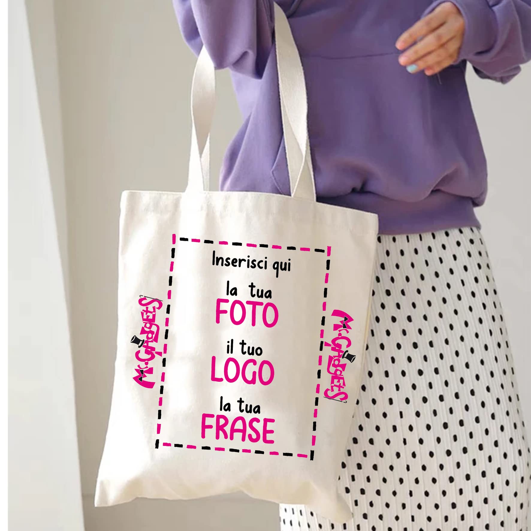 Borsa Tela Riutilizzabile 38x42 cm con Manici Lunghi Mr. Gadgets Shopper